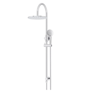 Meir 300mm Round Gooseneck Overhead Shower Rail, Three Function Hand Shower, Polished Chrome