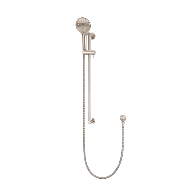 Meir Round Three Function Hand Shower on Rail Column, Champagne