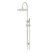 Meir 300mm Round Gooseneck Overhead Shower Set, Single Function Hand Shower, Brushed Nickel