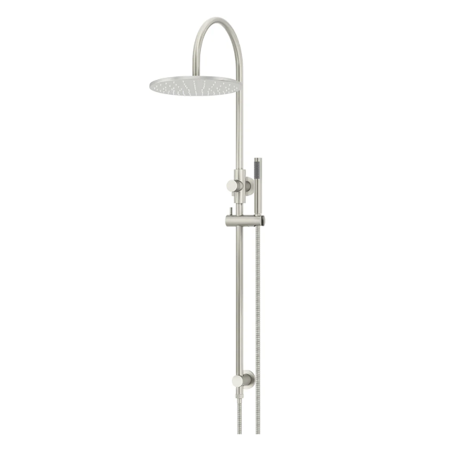 Meir 300mm Round Gooseneck Overhead Shower Set, Single Function Hand Shower, Brushed Nickel