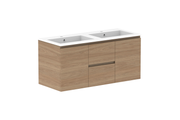 ADP Glacier Door & Drawer Twin Wall Hung Vanity - 1200mm / Cast Marble Moulded Top / Double Bowl