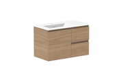ADP Glacier Door & Drawer Twin Wall Hung Vanity - 900mm / Ceramic Moulded Top / Left Hand Bowl