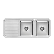 Phoenix 1000 Series Double R/H Bowl Sink W/-Drainer W/-Hole, Stainless Steel