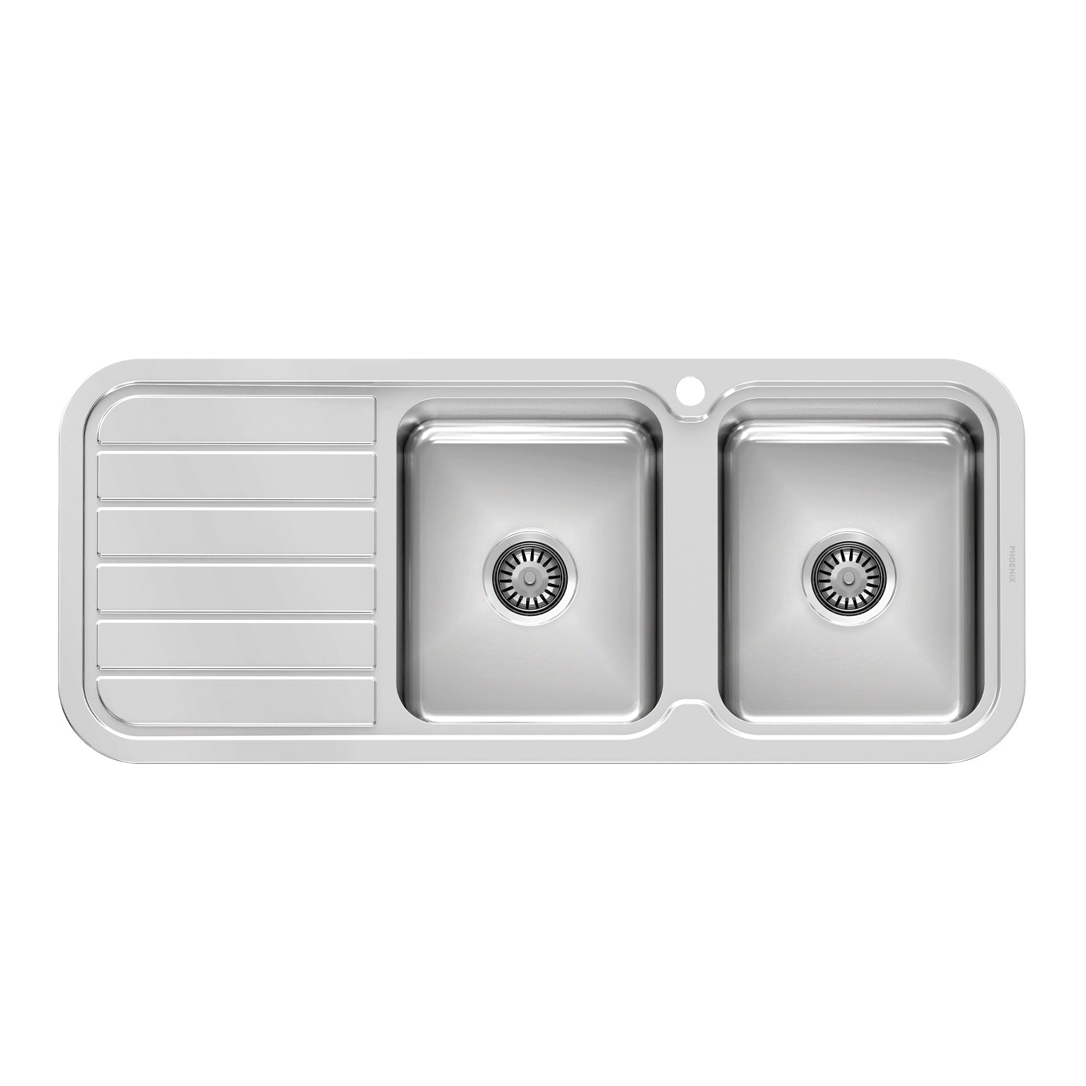 Phoenix 1000 Series Double R/H Bowl Sink W/-Drainer W/-Hole, Stainless Steel