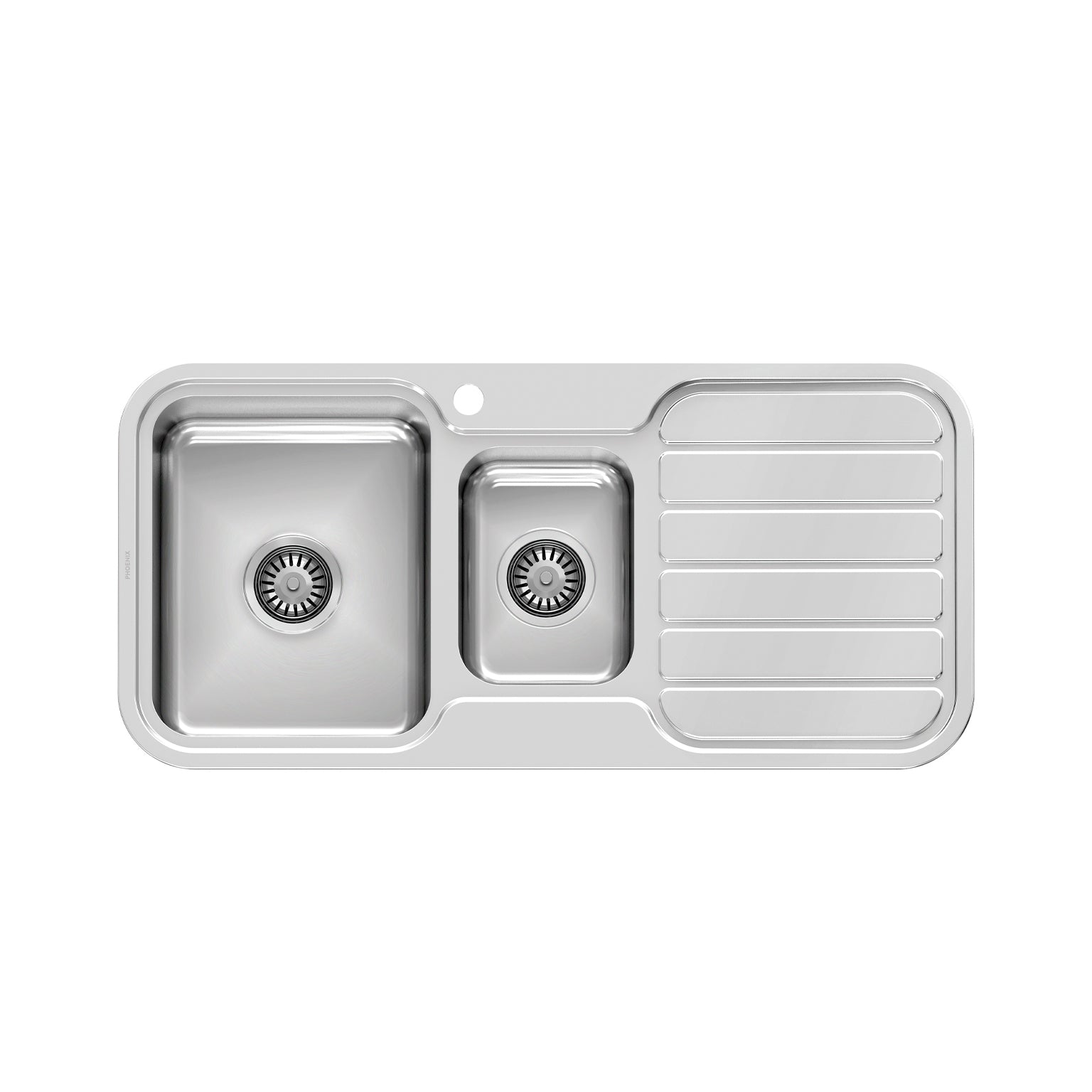 Phoenix 1000 Series 1-1/3 L/H Bowl Sink W/-Drainer W/-Hole, Stainless Steel