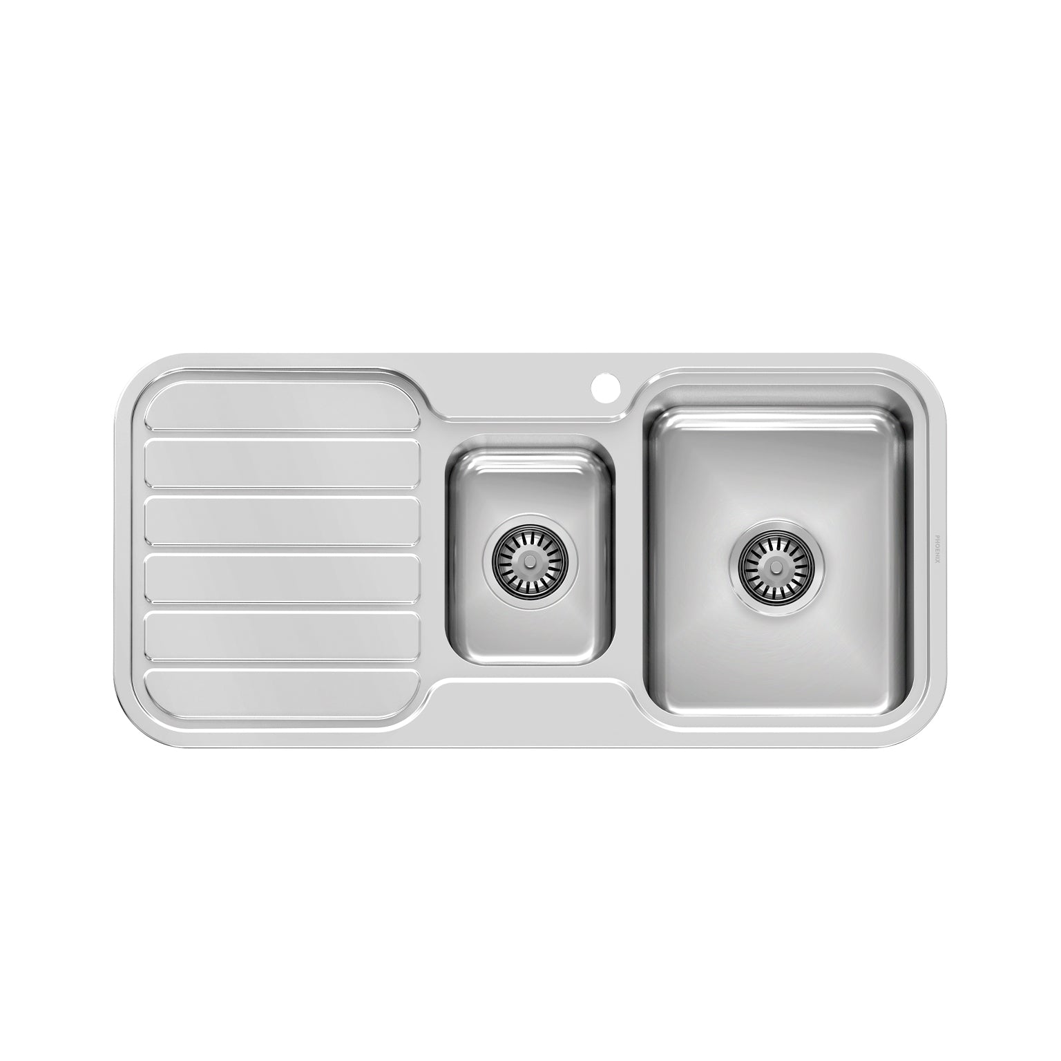 Phoenix 1000 Series 1-1/3 R/H Bowl Sink W/-Drainer W/-Hole, Stainless Steel