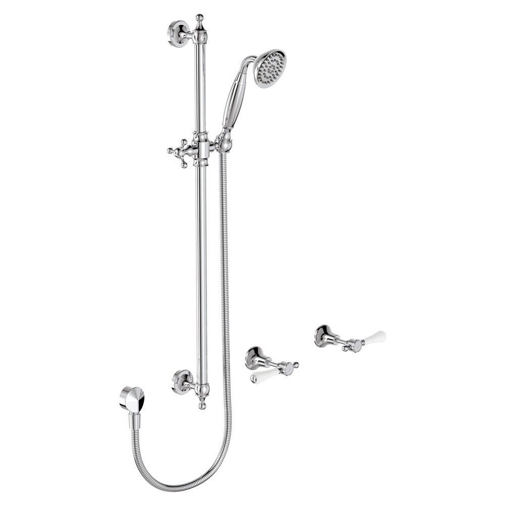 Fienza Lillian Lever Rail Shower Set, Chrome/White