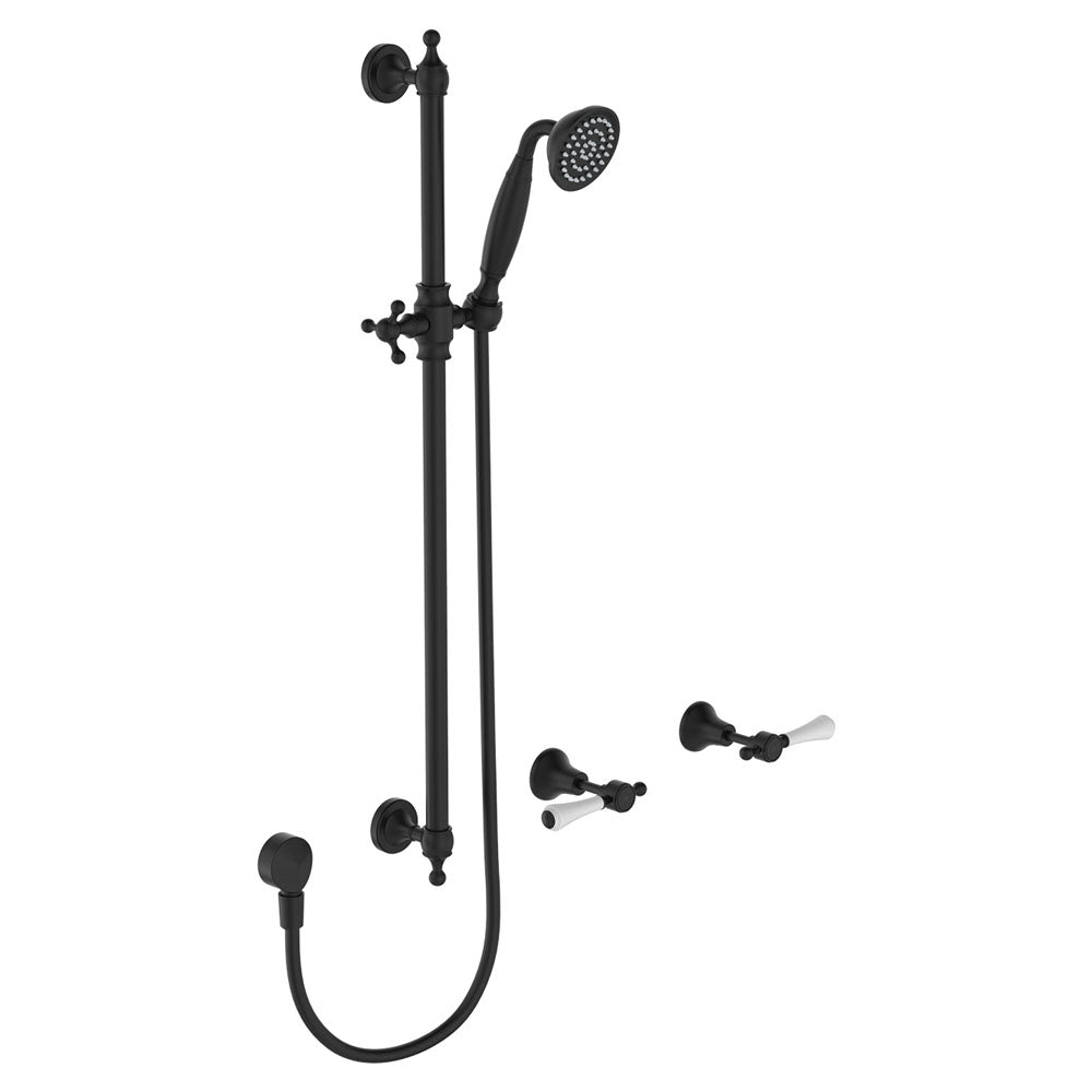 Fienza Lillian Lever Rail Shower Set, Matte Black/White