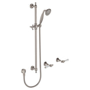 Fienza Lillian Lever Rail Shower Set, Brushed Nickel/White