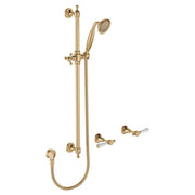 Fienza Lillian Lever Rail Shower Set, Urban Brass/White
