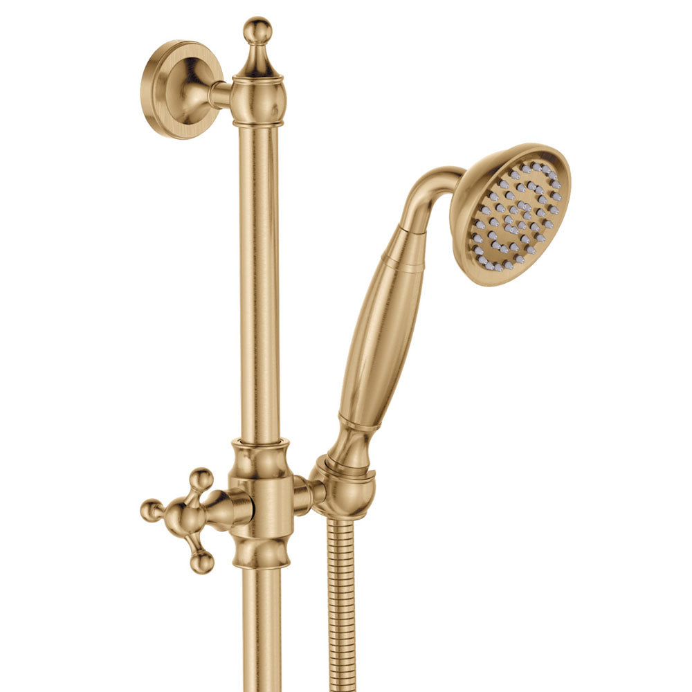 Fienza Lillian Lever Rail Shower Set, Urban Brass/White