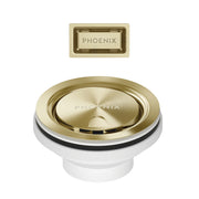 Phoenix 50mm Covered Sink Basket Waste & Overflow, Brushed Gold