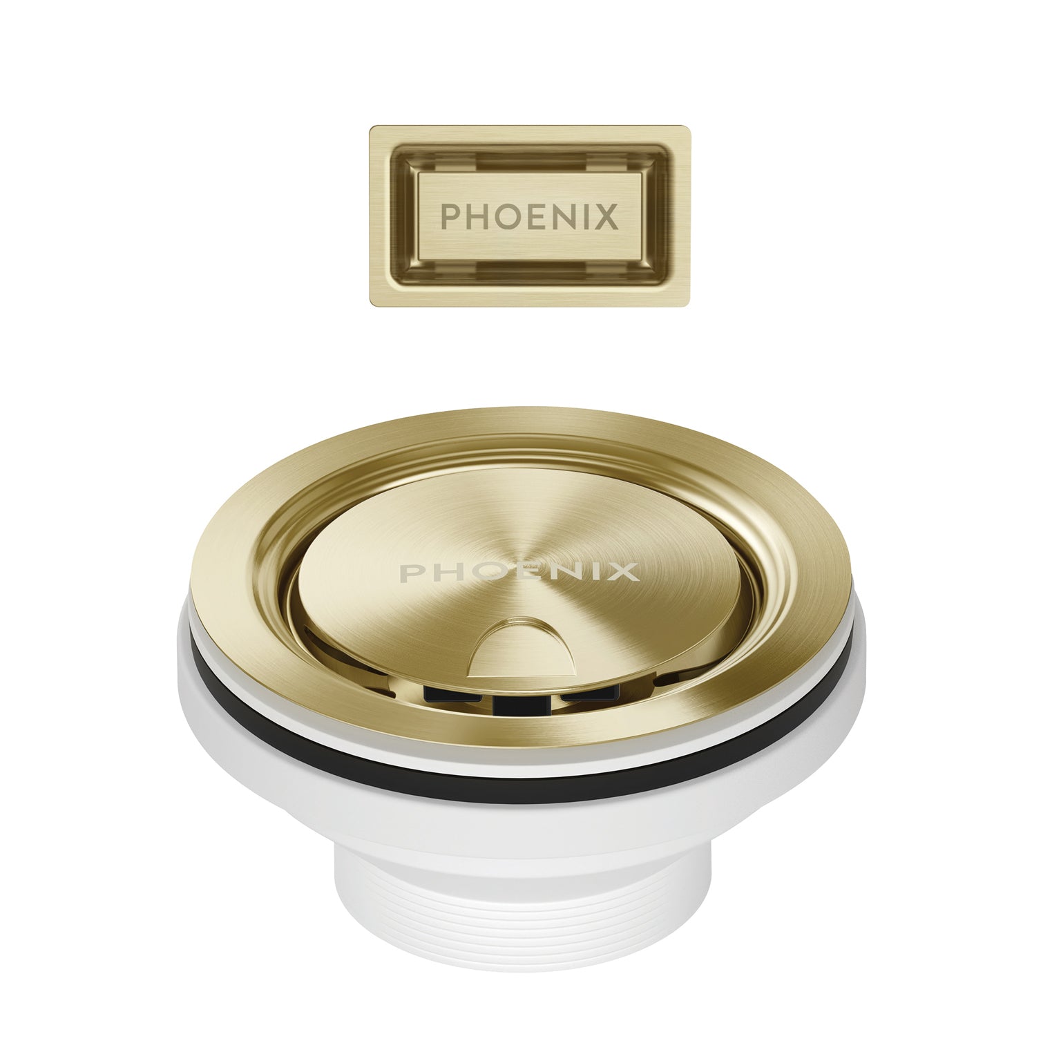 Phoenix 50mm Covered Sink Basket Waste & Overflow, Brushed Gold
