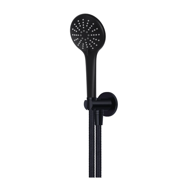 Meir Round Three Function Hand Shower on Fixed Bracket, Matte Black