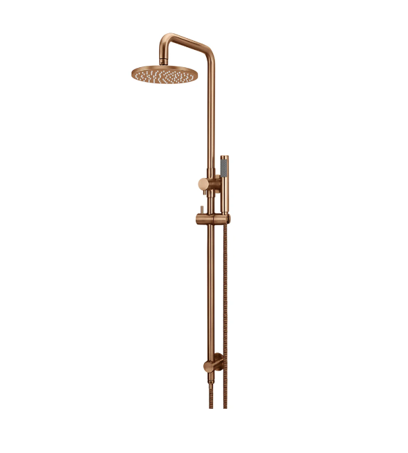 Meir Round Combination Shower Rail 200mm Rose, Single Function Hand Shower, Lustre Bronze