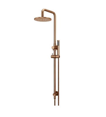 Meir Round Combination Shower Rail 200mm Rose, Single Function Hand Shower, Lustre Bronze