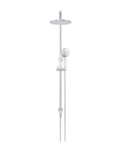 Meir Round Combination Shower Rail 200mm Rose, Three Function Hand Shower, Polished Chrome