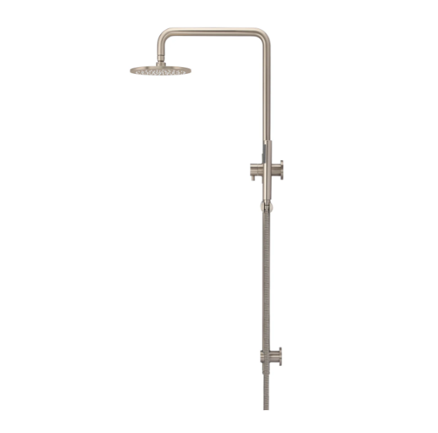 Meir Round Combination Shower Rail 200mm Rose, Single Function Hand Shower, Champagne