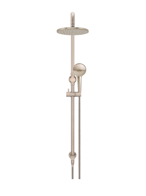 Meir Round Combination Shower Rail 200mm Rose, Three Function Hand Shower, Champagne