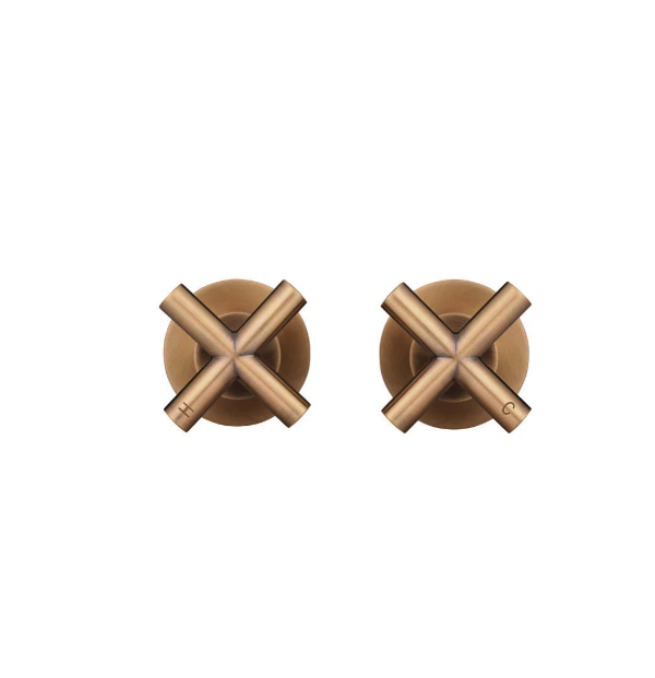 Meir Cross Handle Jumper Valve Wall Top Assemblies, Lustre Bronze