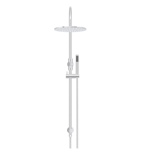 Meir 300mm Round Gooseneck Overhead Shower Set, Single Function Hand Shower, Polished Chrome