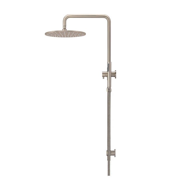 Meir Round Combination Shower Rail 300mm Rose, Single Function Hand Shower, Champagne