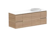 ADP Glacier Door & Drawer Twin Wall Hung Vanity - 1500mm / Stone Benchtop / Right Hand Bowl