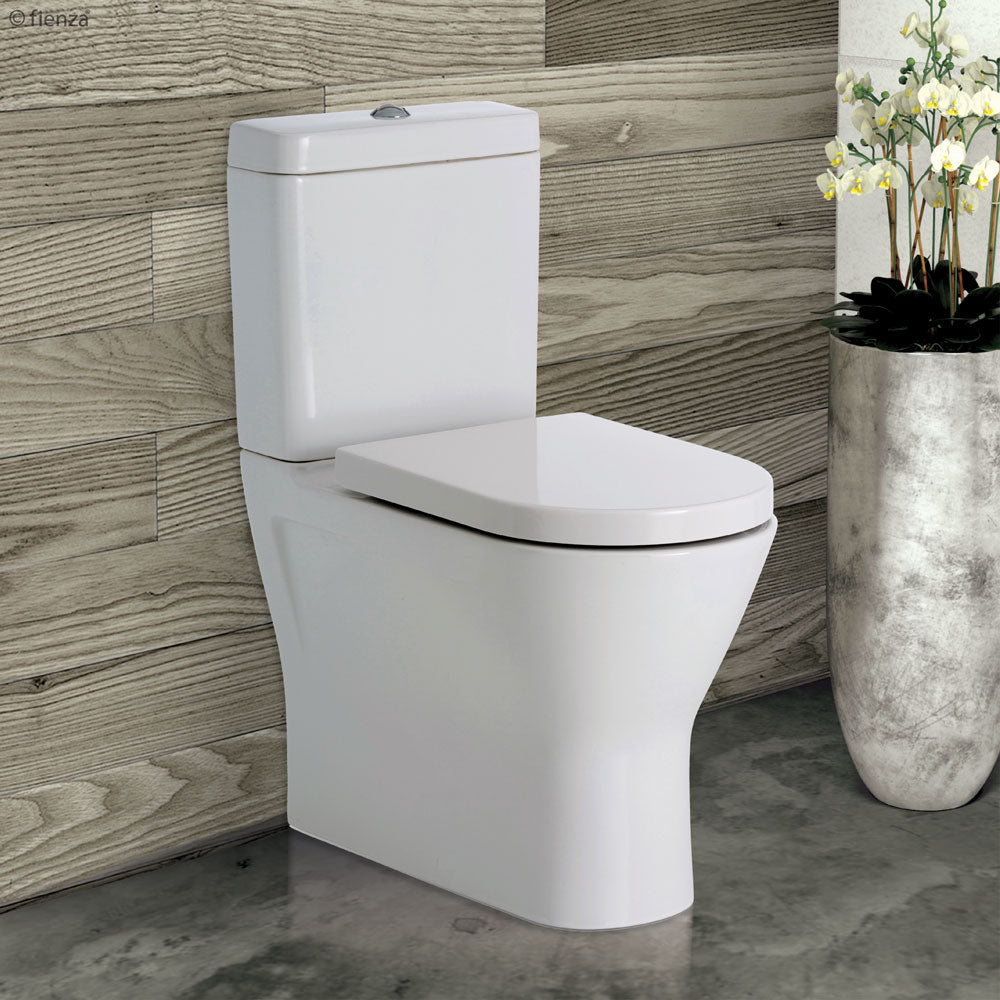 Fienza Resort P-Trap Back-to-Wall Top Inlet Rimless, Gloss White