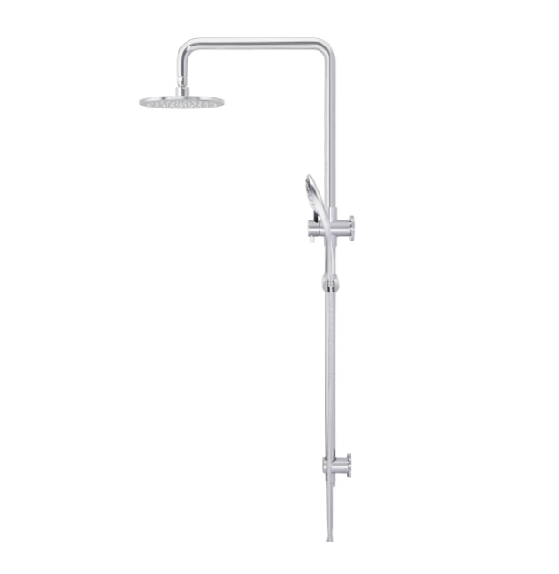 Meir Round Combination Shower Rail 200mm Rose, Three Function Hand Shower, Polished Chrome