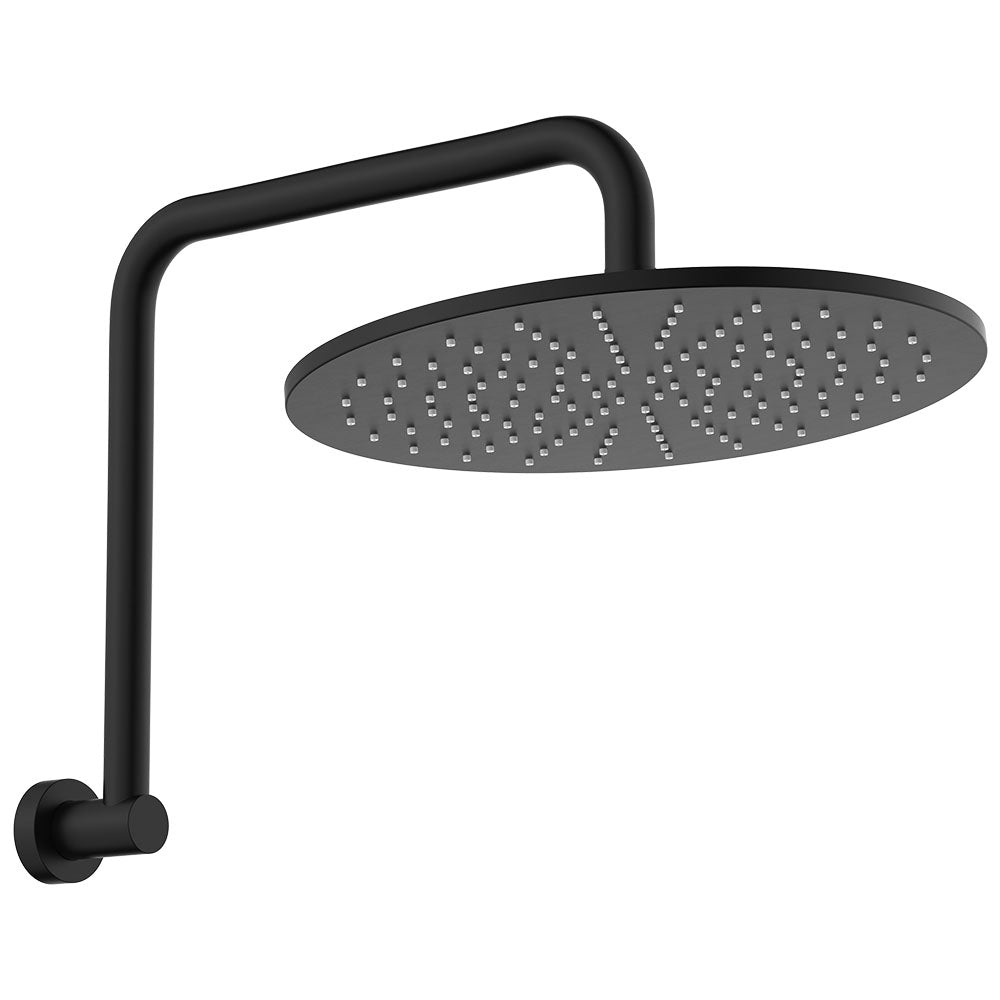 Fienza Empire Slim Gooseneck Shower Arm Set, Matte Black