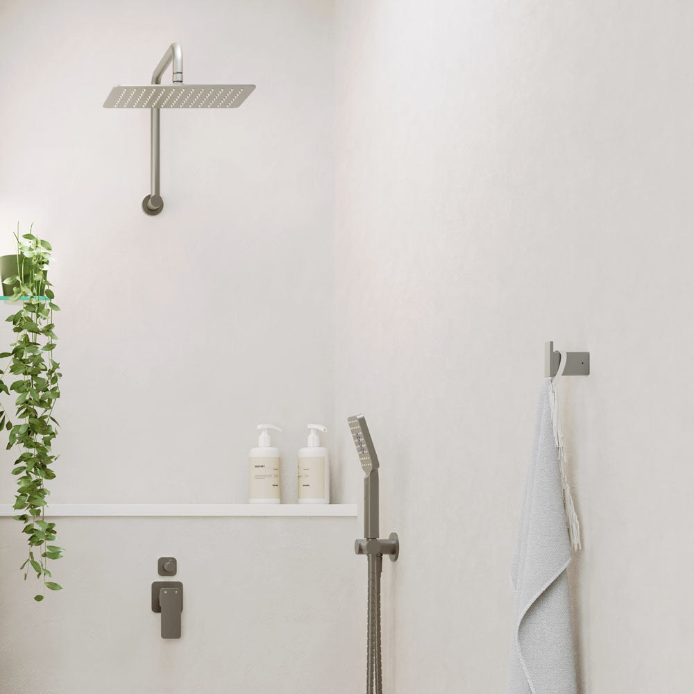 Fienza Tono Gooseneck Shower Arm Set, Gun Metal