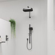 Fienza Kuro Soft Square Shower Head Gooseneck Arm Set, Gun Metal