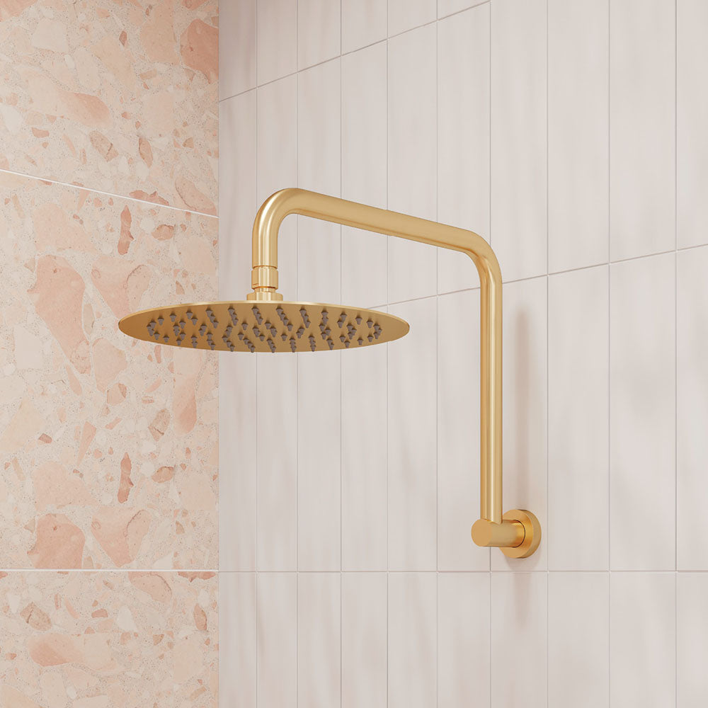 Fienza Round Gooseneck Shower Arm, Urban Brass
