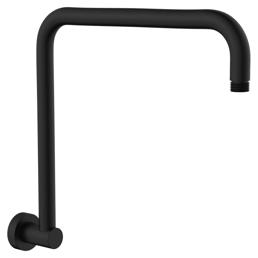 Fienza Round Gooseneck Shower Arm, Matte Black