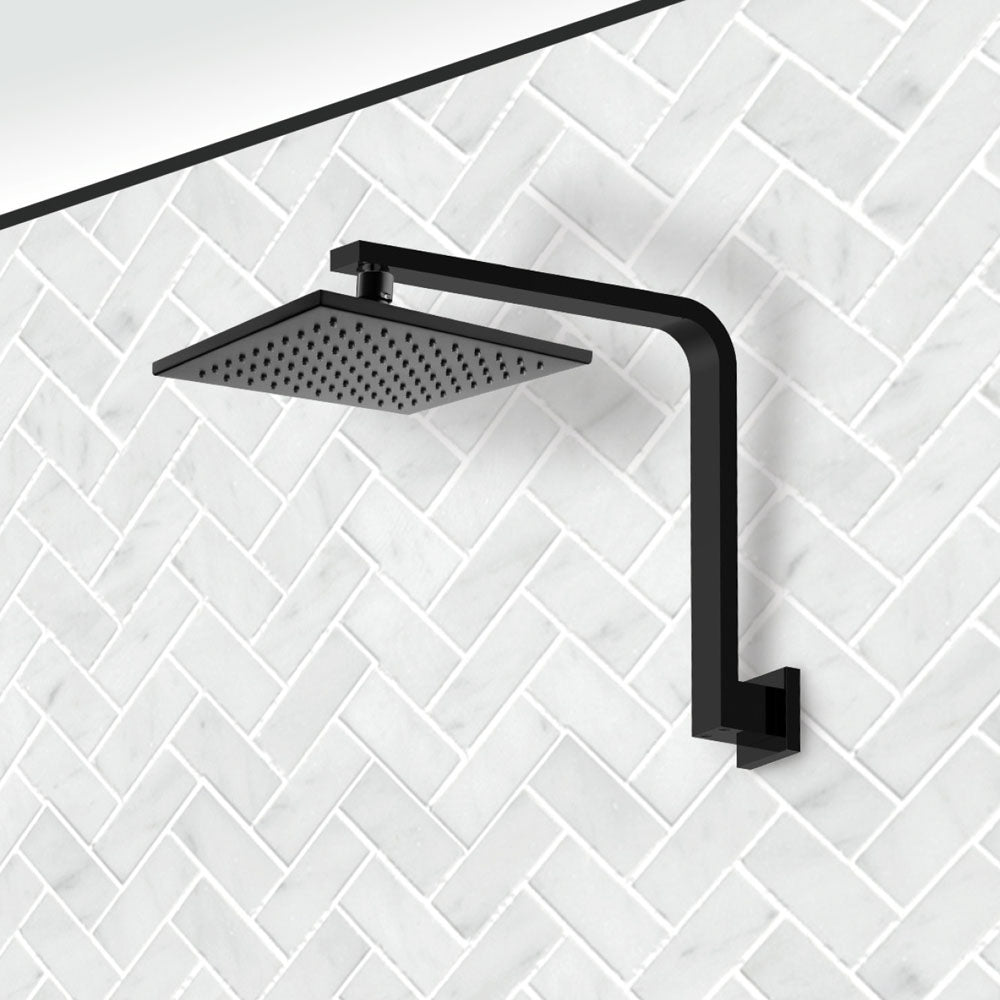 Fienza Square Gooseneck Shower Arm, Matte Black