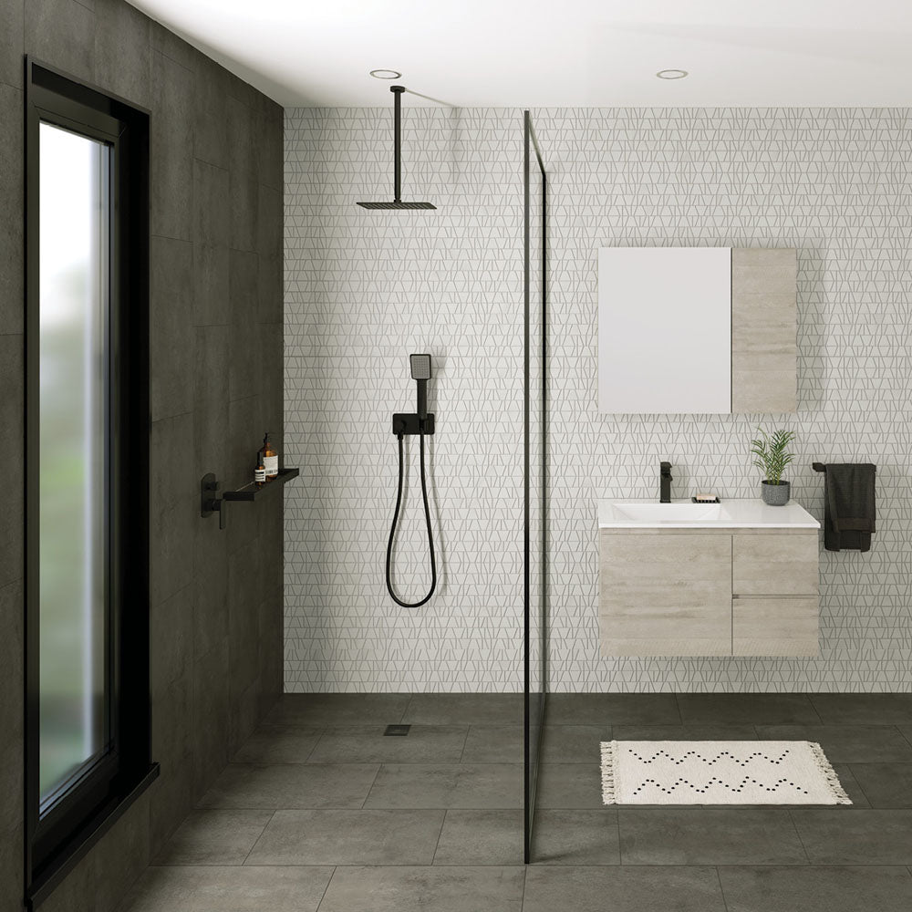 Fienza Round 300mm Shower Dropper, Matte Black