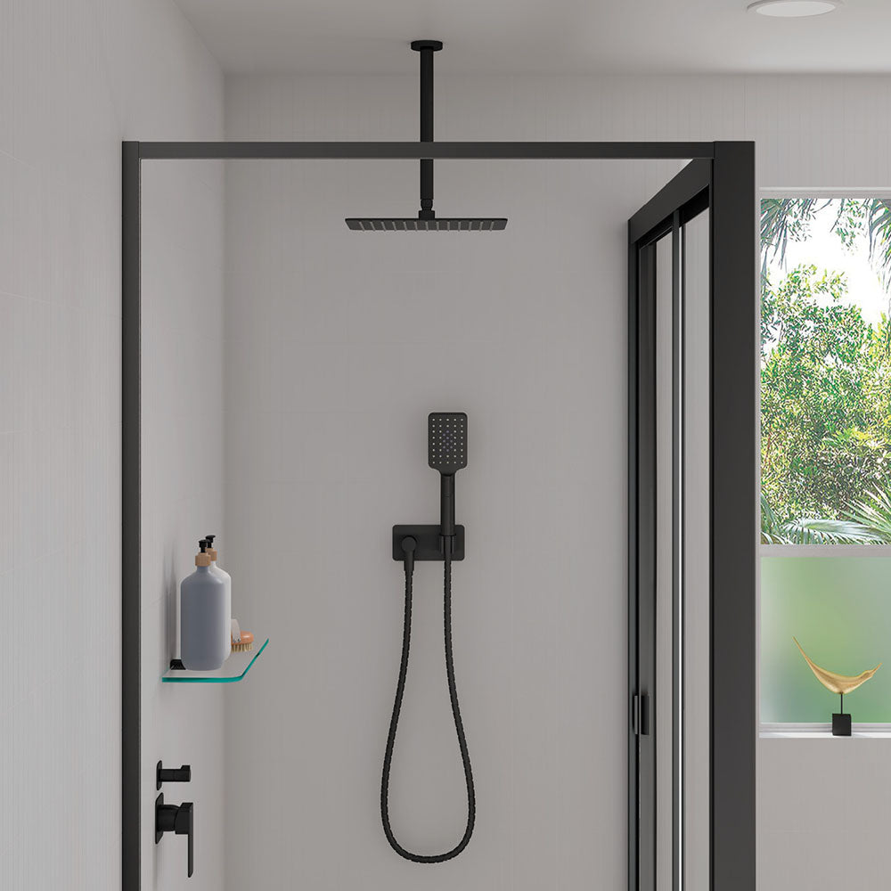 Fienza Round 300mm Shower Dropper, Matte Black