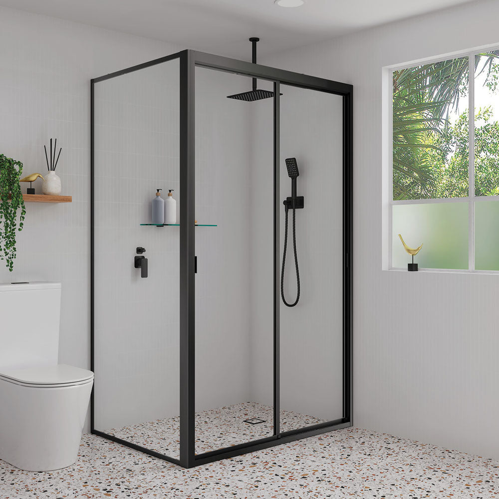 Fienza Round 300mm Shower Dropper, Matte Black