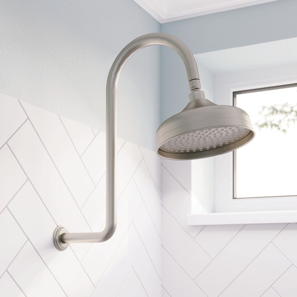 Fienza Classical Swan-Neck Shower Arm, Brushed Nickel