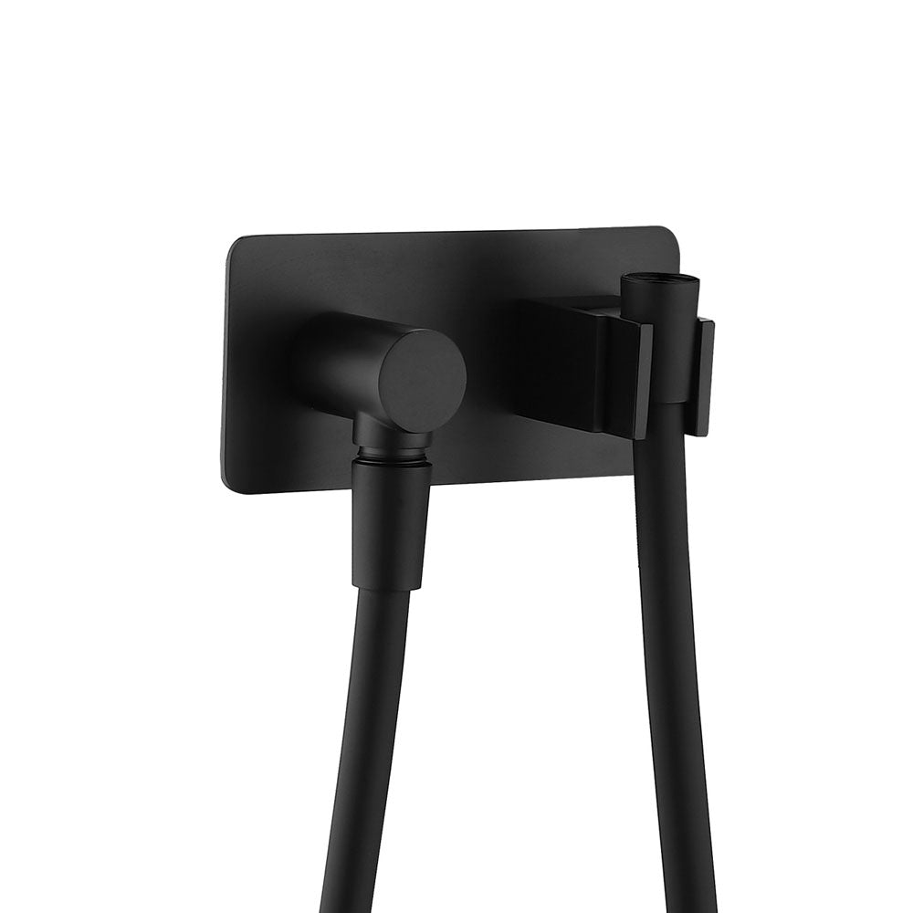 Fienza Soft Square Hand Shower Bracket With Hose, Matte Black
