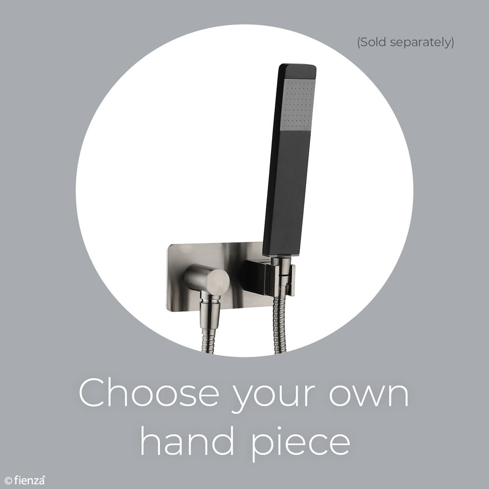 Fienza Soft Square Hand Shower Bracket With Hose, Brushed Nickel