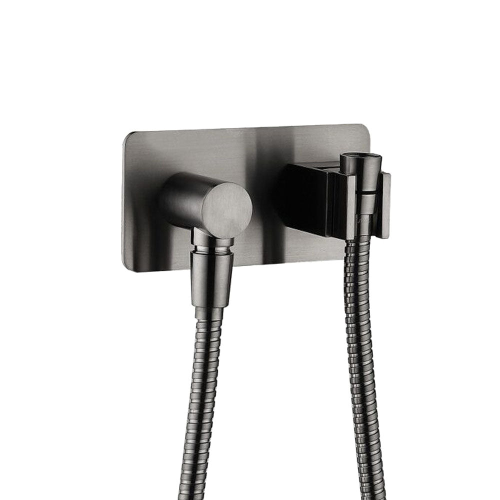 Fienza Soft Square Hand Shower Bracket With Hose, Gun Metal