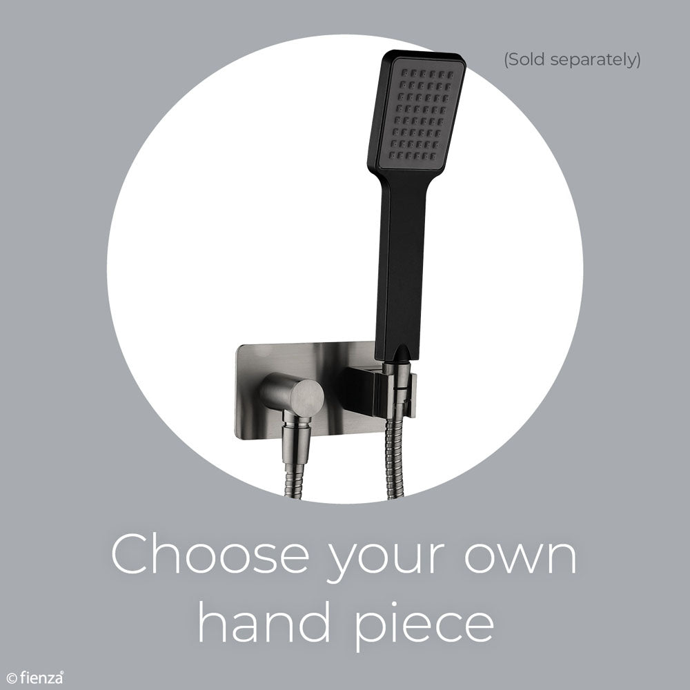 Fienza Soft Square Hand Shower Bracket With Hose, Gun Metal