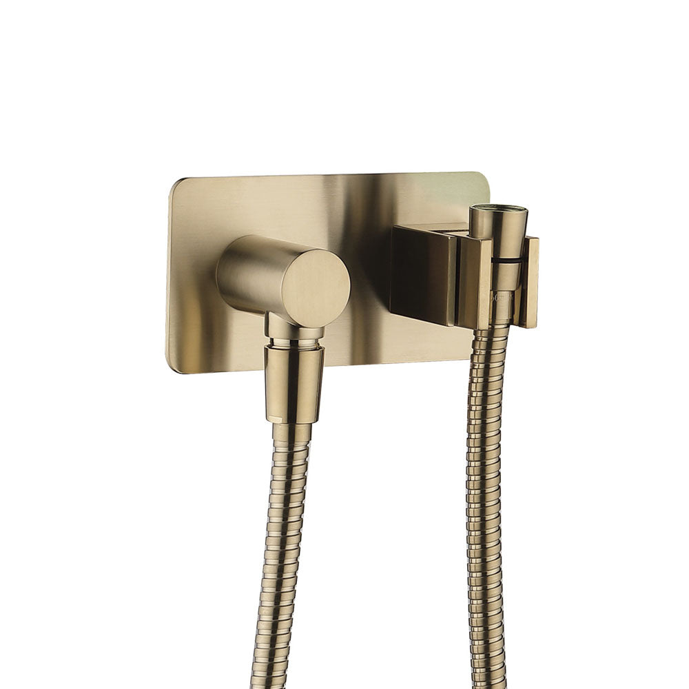 Fienza Soft Square Hand Shower Bracket With Hose, Urban Brass