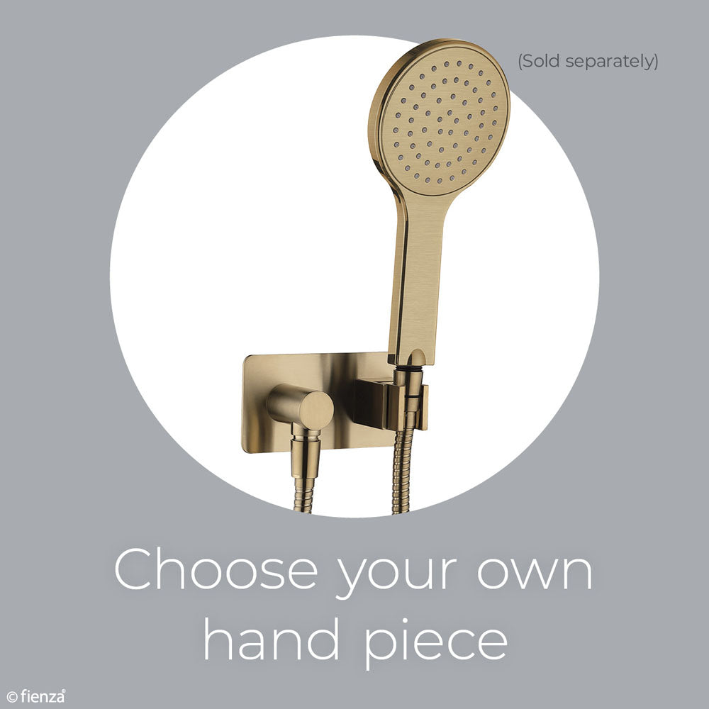 Fienza Soft Square Hand Shower Bracket With Hose, Urban Brass