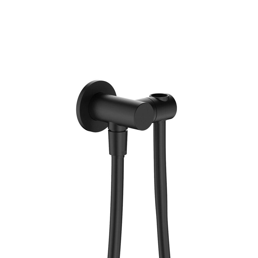 Fienza Round Hand Shower Bracket With Hose, Matte Black