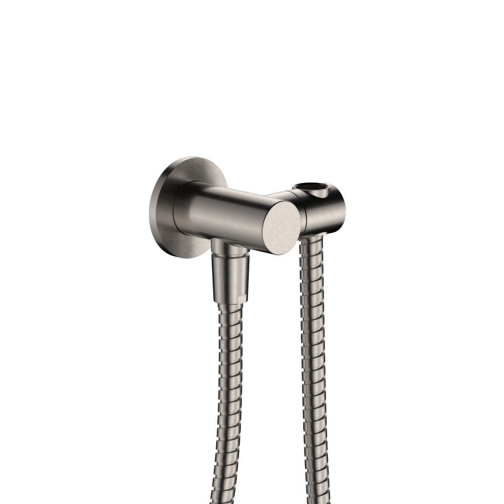 Fienza Round Hand Shower Bracket With Hose, Brushed Nickel