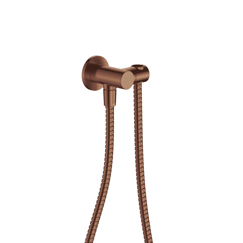Fienza Round Hand Shower Bracket With Hose, Brushed Copper