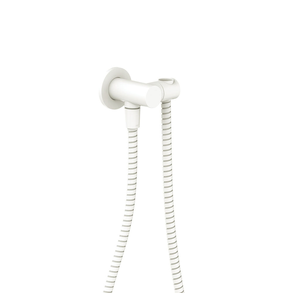 Fienza Round Hand Shower Bracket With Hose, Matte White
