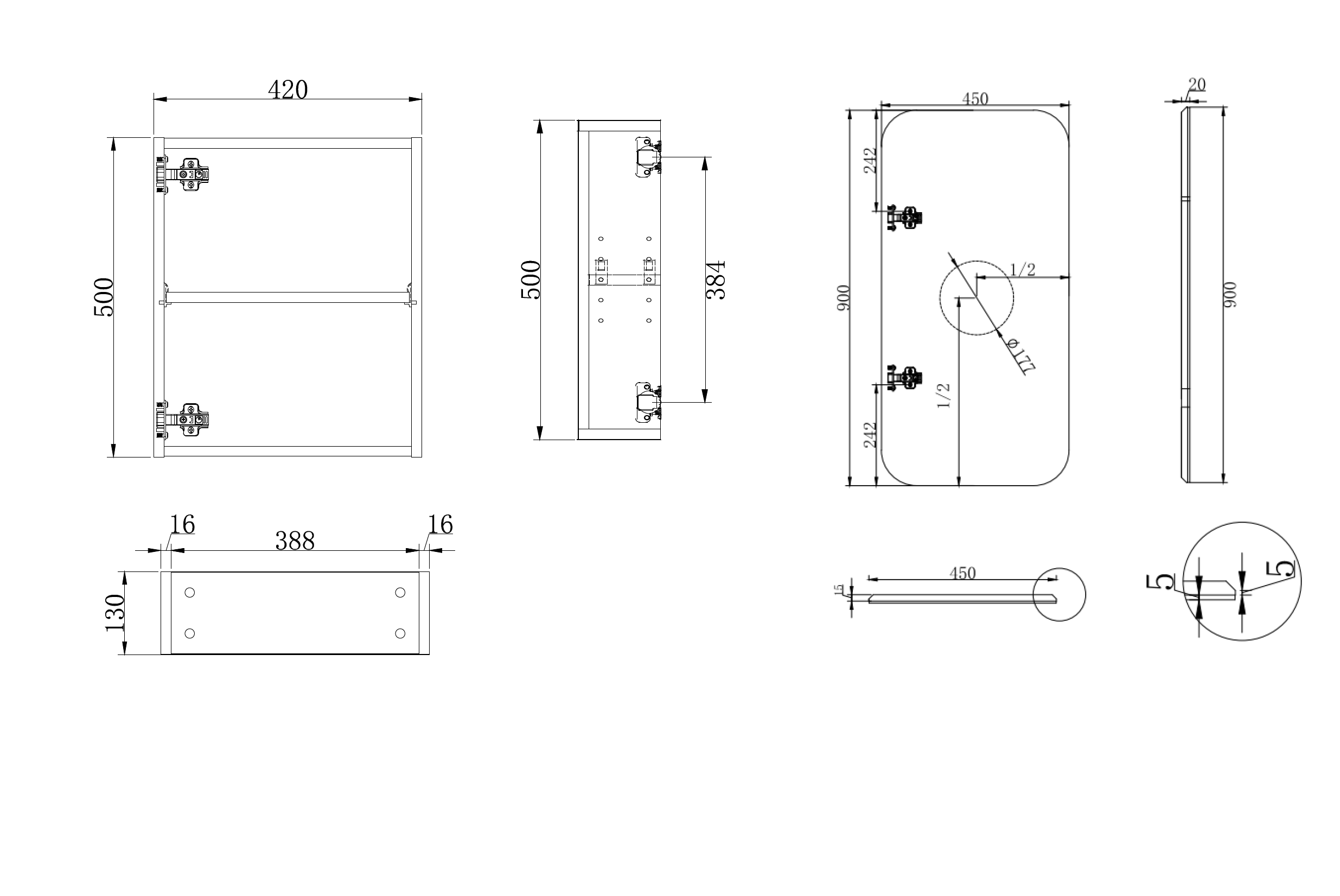 Cassa Design Rec 900x450mm Shaving Cabinet
